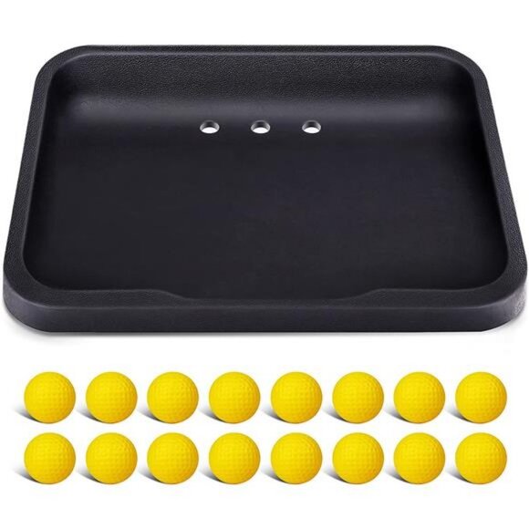 Heavy Duty Rubber Golf Ball Tray with 16 Foam Golf Balls - Picture 1 of 7
